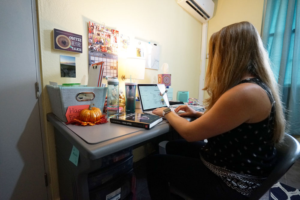 A student using laptop